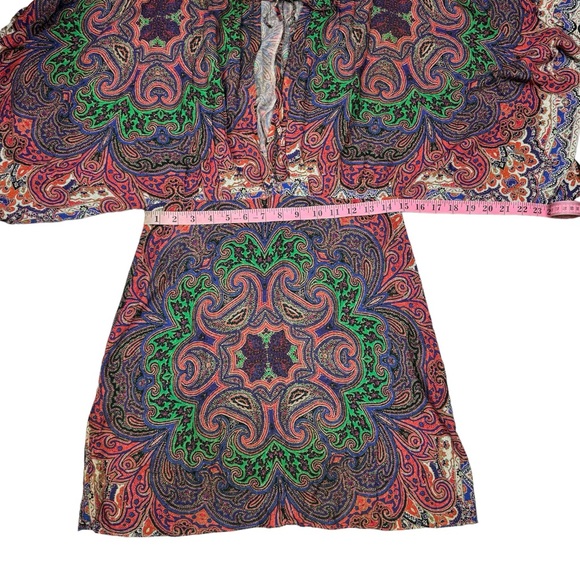 Farm Rio V-Neck Caftan Dress in Multicolor Paisley Print Size Medium - Picture 9 of 16